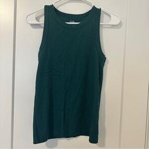 GAP Emerald Green High Neck Ribbed Tank Top Size Small Women’s